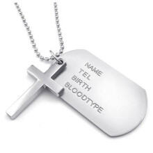 2X Jewelry Men's Necklace, Army Style Tags Dog Tag Alloy Pendant with 68cm Chain, Silver color