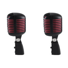 2x profesionální klasický retro dynamický vokální mikrofon, kovový swingový mikrofon, pro živá karaoke vystoupení