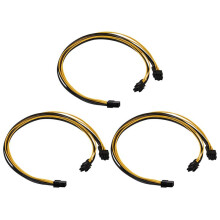 3X PCI-E PCI Express 6Pin Female to Dual Dual 2-Port 8Pin (6 + 2Pin) Male F/M Adapter GPU Video Card Power Cord 18AWG