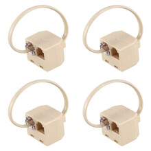 4X RJ11 6P4C 2 Way Outlet Telephone Jack Splitter Adapter Beige
