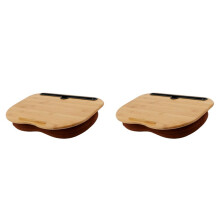 2X Lap Desk with Pillow Cushion,Laptop Stand with Slot for Tablet,Computer Bed Table Support to 14Inch Laptop