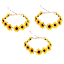 3X Floral Autumn Sunflower Crown Hair Accessories Bridal Tiara Holiday Hair with Sunflower Hair Accessories