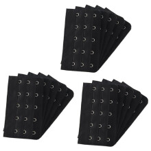 Black 5 Rows Hook and Eye Tape Extension Bra Strap Extender 15 Pcs for Women
