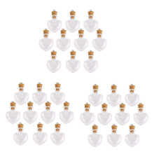 30Pcs Glass Cork Bottle Glasses Ampoules Wool Bottle Pendants Heart Form