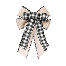 Nœud décoratif à carreaux Buffalo pour sapin de Noël, grand nœud cadeau style ferme, nœuds de couronne à carreaux rouges, nœud de rampe