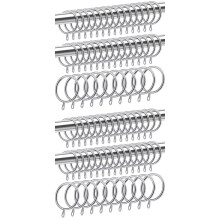 Lot de 80 anneaux métalliques pour rideaux et tringles, œillets coulissants suspendus, diamètre intérieur 32 mm (argenté)