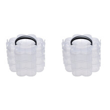 2X 3-Stufiger Durchsichtiger Stapelbarer Organizer Aufbewahrung Behälter Aus Kunststoff Transparent