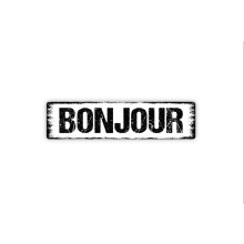 Plaque de rue ou de porte rustique en métal « Bonjour Sign » - Dimensions : 10 x 40 cm
