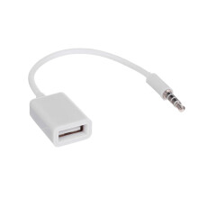 Câble adaptateur OTG Festnight 3,5 mm mâle AUX pour voiture vers USB 2.0 femelle (blanc)