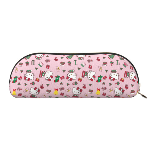 Hello Kitty Χριστουγεννιάτικη Δερμάτινη Ημικυκλική Κασετίνα με Φερμουάρ, Μεγάλης