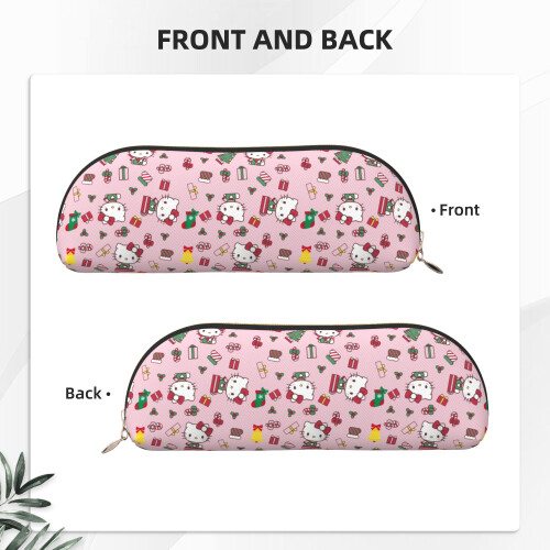 Hello Kitty Χριστουγεννιάτικη Δερμάτινη Ημικυκλική Κασετίνα με Φερμουάρ, Μεγάλης 1