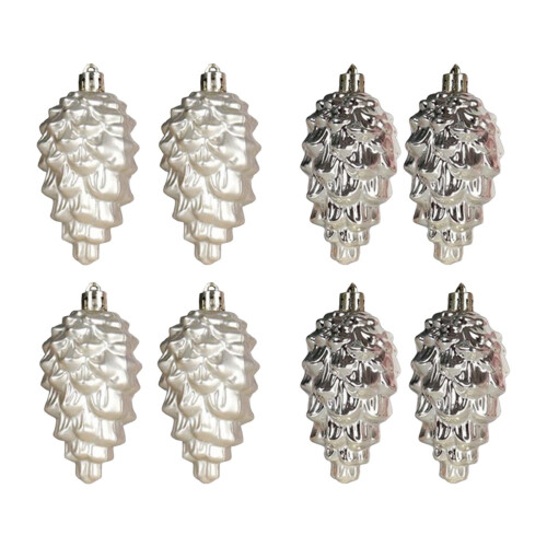 Pinecone Ornaments Rustic Brown 8pcs Shatterproof Plastic 1