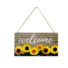 Vente flash XIUH ! Panneau de bienvenue en bois avec tournesol d'été pour la décoration intérieure (A)