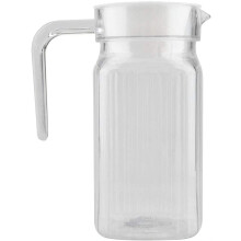 Bouteille à jus transparente en acrylique, pichet rayé avec couvercle, 500 ml - Réutilisable pour jus maison, thé glacé ou lait (compatible avec