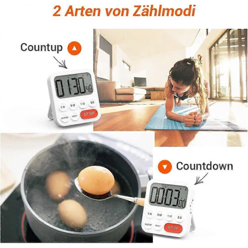 Digital Kitchen Timer, Magnetic, Egg Timer, Short-term Alarm Clock, Large LED 2