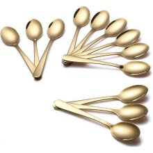 12 Coffee Spoons Gold 14cm Teaspoon 304 Stainless Steel Mini Spoon for Sugar Dessert Cake E