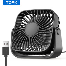 (Black) TOPK 4Inch USB Mini Portable Fan for Camping,3 Speeds Quiet Desk Table Personal Fan,360Adjustment Standing Fans for Room Home