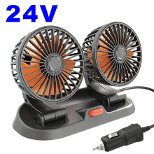 (2 Head 24V Car cigar) Car Fan 360 Adjustable 3 Head Air Fan Automotive Electric Fan USB/12V/24V Fan 2 Speeds Car Silent Fan For Home Desk Office&Car