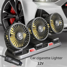 (3 Head 12V Car cigar) Car Fan 360 Adjustable 3 Head Air Fan Automotive Electric Fan USB/12V/24V Fan 2 Speeds Car Silent Fan For Home Desk Office&Car