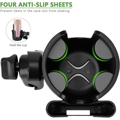 Cup holder, 2-pack roll-top cup holder with mesh pocket and drawstring closure 2