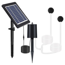 Pompe à Oxygène Solaire pour Aquariums, Aérateur de Bassin à Énergies Renouvelables avec Panneau Solaire 3 W 6 V, 3 Modes, Pompe D'Aération pour