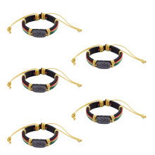 5X Armband Rasta Jamaika Reggae LEDer