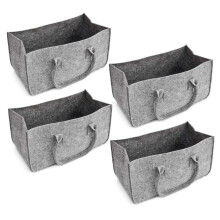 4X Filz Handtasche, Filz Aufbewahrungstasche Groe Kapazitt Lssig Einkaufstasche - Grau