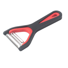 Éplucheur à melon multifonctionnel rouge et noir, grattoir à fruits de cuisine 2 en 1 détachable (2 pièces)