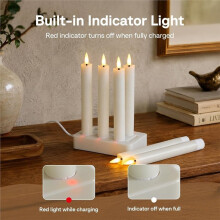 Rechargeable LED Taper Candles with Remote Timer, Wax Set of 6 with Charging Station,Flickering 3D-Wick Warm Light