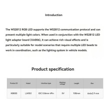 8PCS for CyberBrick WS2812 RGB LED Light Board IDC0.8 4-Pin Connector 3D Printed Model Components
