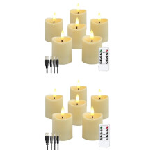 12x LED Candles, Flickering Flameless Candles,Rechargeable Candle, Real Wax Candles with Remote Control, Milky White