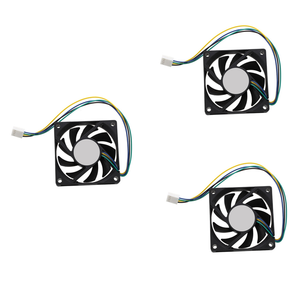 3Pcs 70X70x15mm 12V 4 Pins Pwm Pc Computer Case Cpu Cooler Cooling Fan Black 6031828377436