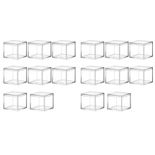 16 Pieces of Transparent Acrylic Plastic Square Square Jewelry Box Storage Box with Lid Square Container 120Ml