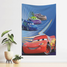 Tapisserie Cars Flash McQueen 152 x 102 cm, compatible Disney, décoration murale colorée pour chambre, dortoir ou salon