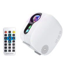 Star Projector, Remote Control Starry Moon Night Light with Music Speaker, for Home Decoration,Eu Plug White