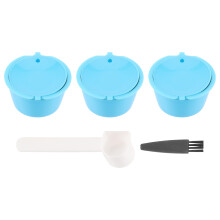 1Set Refillable Coffee Capsules Pods Reusable Coffee Filter Plastic with Spoon Brush High Quality