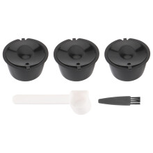 1Set Refillable Coffee Capsules Pods Reusable Coffee Filter Plastic with Spoon Brush High Quality Black