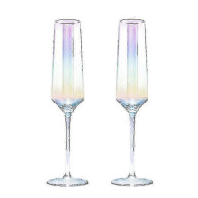 Crystal Champagne Flutes Glass Set Of 2 Iridescent Champagne Glass Flutes Wedding Christmas Valentine Cheers-jc