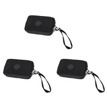 3X Women Small Wallet Washer Wrinkle Fabric Phone Purse Three Zippers Portable Make Bag Black