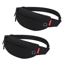 TINYAT 2X Männer Männliche HüFttasche Geldbörse Lässig Große Telefon Gürtel Tasche Tasche Reisetasche Fanny Bananentasche Hip 4 Taschen Schwarz