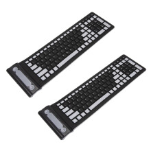 2X Portable Flexible Roll Water Resistant Washable Soft Silicone Wireless Keyboard with USB Receiver