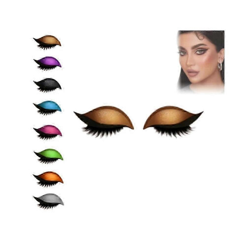 (Green) A pair Lazy Eye Shadow Eyelash Patch, Eyeshadow Eyelashes Makeup Stickers