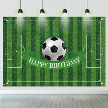 Bannière d'anniversaire sur le thème du football, 1,80 m x 1,10 m, en polyester, idéale pour les photos de fêtes sportives et les décorations