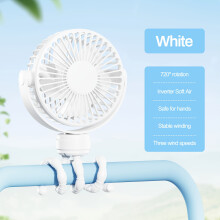 (White) 1pc portable fan, a battery-powered detachable hood-style fan with 3-speed adjustable function, USB rechargeable
