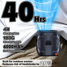 (Black) Clip-On Portable Waist Fan, 16000RPM Strong Airflow Personal Fan, 40H Long Battery Life Portable Fan, Portable Fan