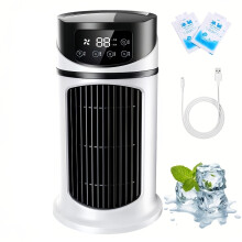 (Black) Portable Mini Cooler Fan, Powerful Quiet Lightweight with Hydro-Chill Technology, 3 Speeds & Timer, with 2 Ice Packs
