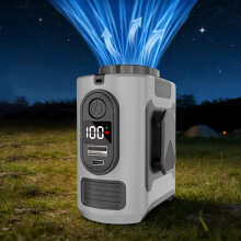 (Gray) Waist-Mounted Personal Cooling Fan, Wearable Portable Fan with 8000Mah Power Bank, 5-Speed Adjustable Wind & LED