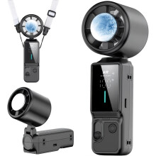 (Black) [Foldable|Portable] Foldable Portable Cooling Fan | 16,000 RPM, 100-Level Speed, LED Display, Type-C Fast Charging