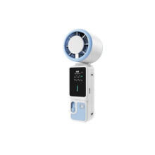 (white) [Foldable|Portable] Foldable Portable Cooling Fan | 16,000 RPM, 100-Level Speed, LED Display, Type-C Fast Charging