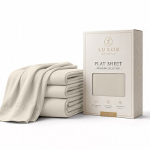 (3X King, Cream) Luxor Flat Bed Sheet | 100% Egyptian Cotton Soft Flat Sheets in all Sizes UK | 3 Pack Value Bundle